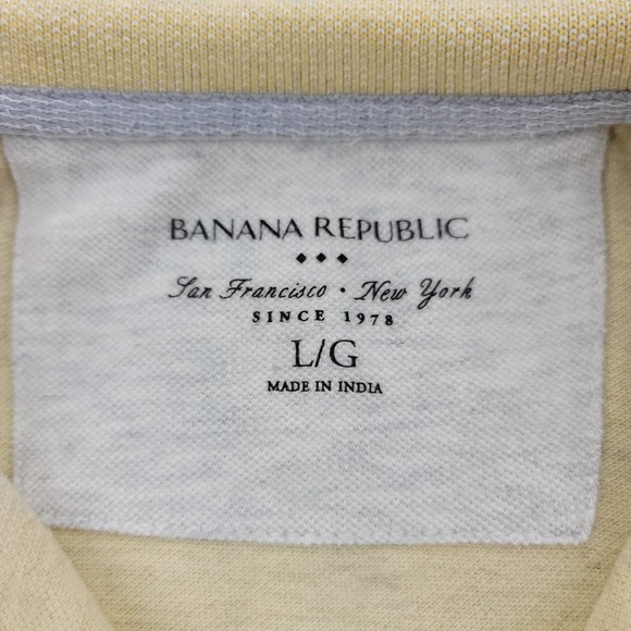 Banana Republic Shirt Mens Large Yellow Polo Golf Short Sleeve Classiccore Logo - Picture 9 of 14